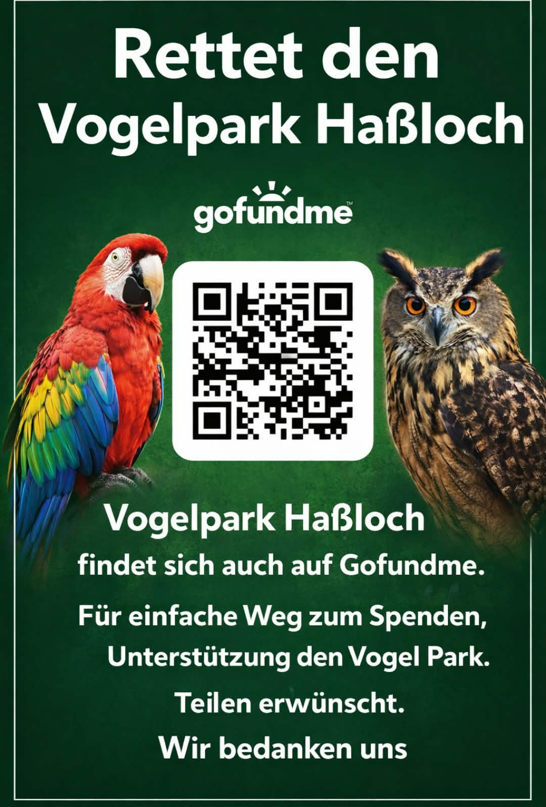 Spendenlink zur Vogelpark Haßloch GoFund me
